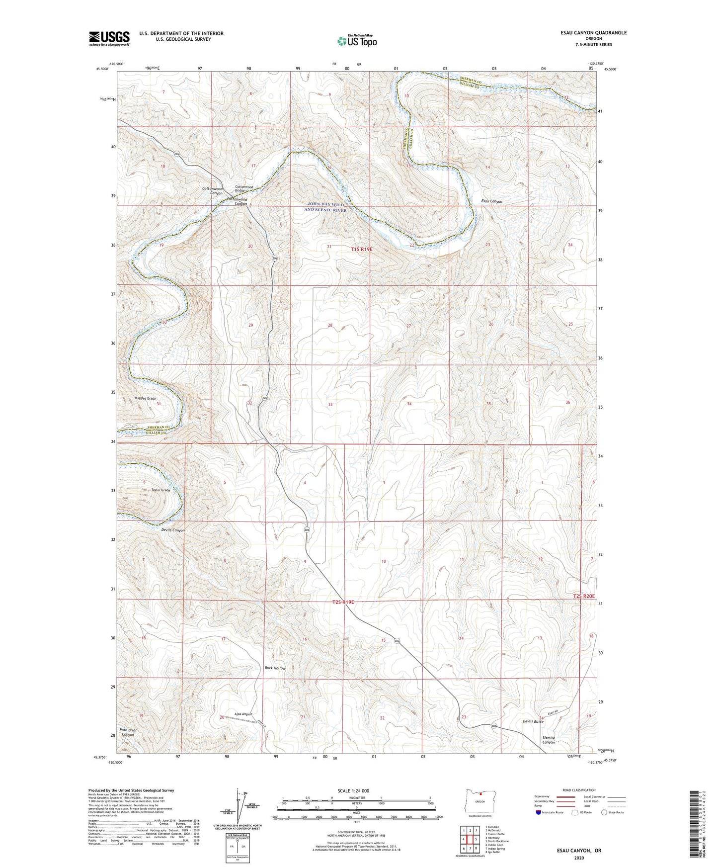 Esau Canyon Oregon US Topo Map Image