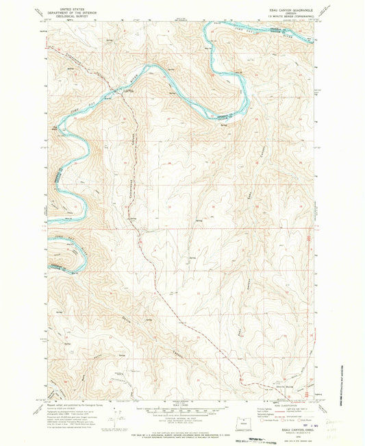 Classic USGS Esau Canyon Oregon 7.5'x7.5' Topo Map Image