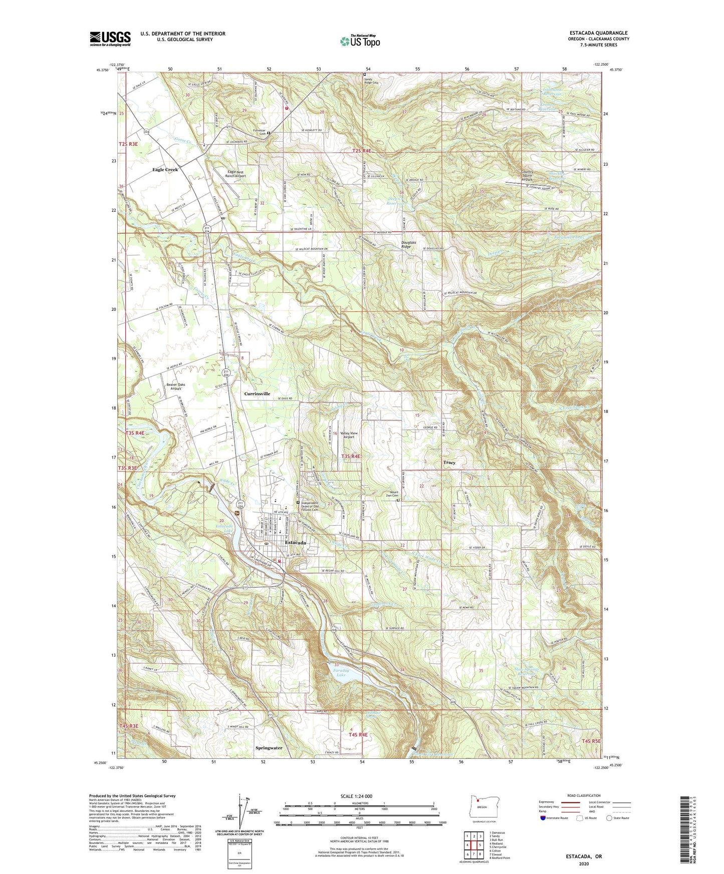 Estacada Oregon US Topo Map Image