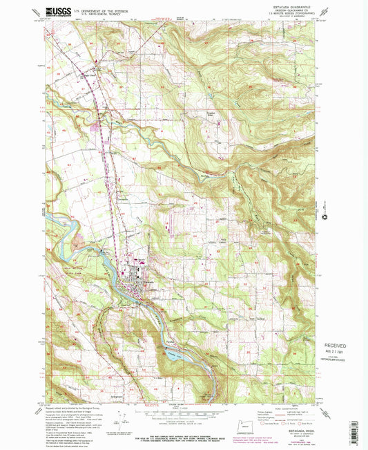 Classic USGS Estacada Oregon 7.5'x7.5' Topo Map Image