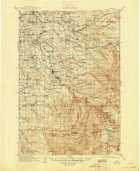 Historic 1916 Estacada Oregon 30'x30' Topo Map Image