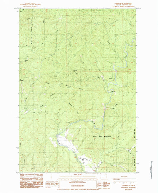 Classic USGS Euchre Mountain Oregon 7.5'x7.5' Topo Map Image
