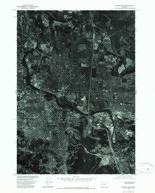 Classic USGS Eugene East Oregon 7.5'x7.5' Topo Map Image