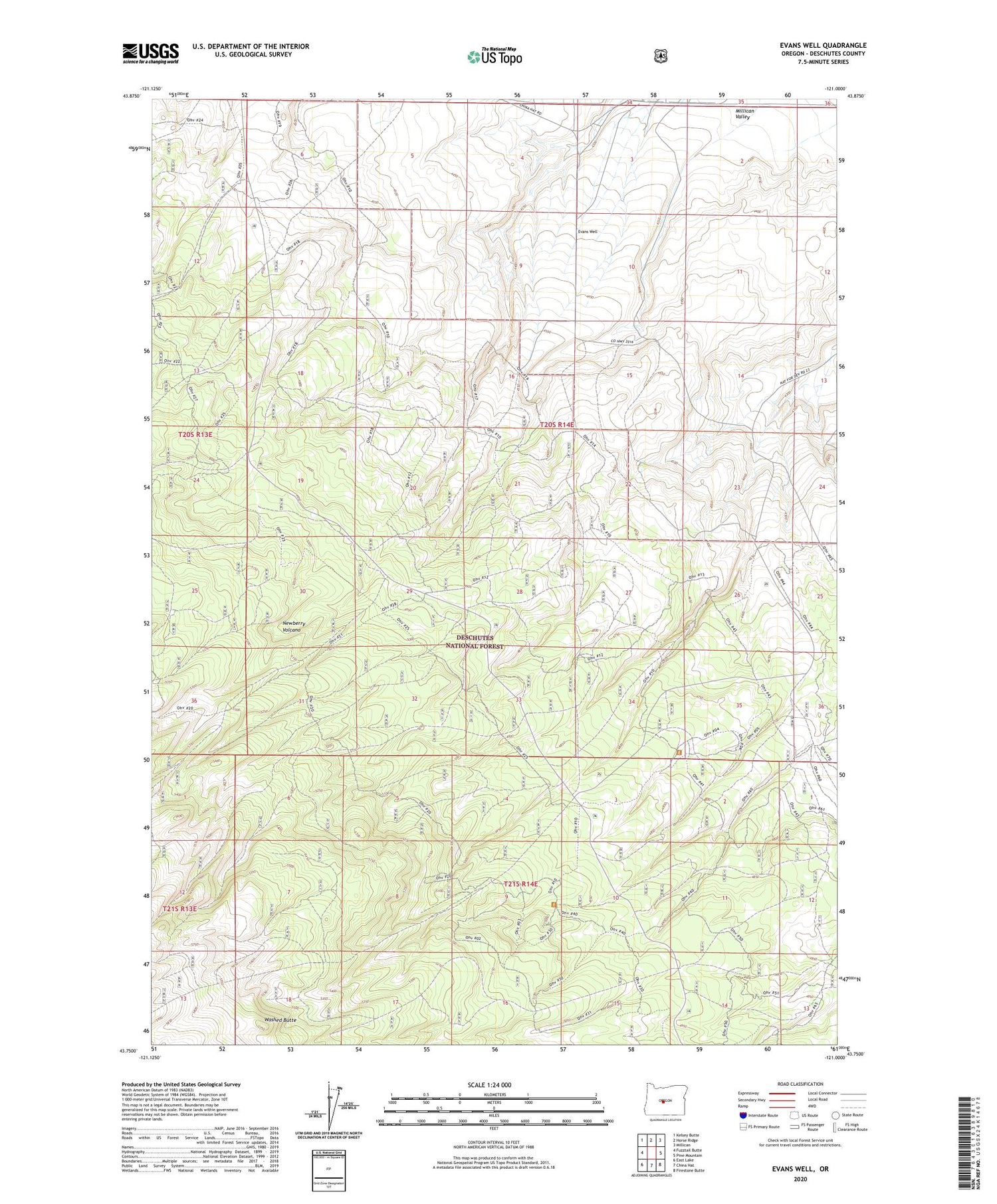 Evans Well Oregon US Topo Map Image