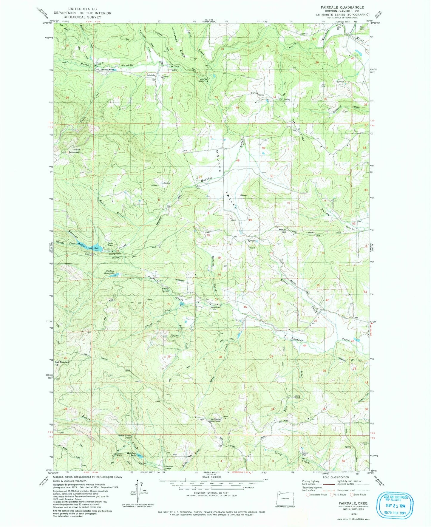 Classic USGS Fairdale Oregon 7.5'x7.5' Topo Map Image