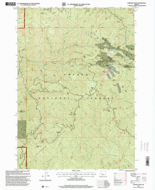 Classic USGS Fairview Peak Oregon 7.5'x7.5' Topo Map Image