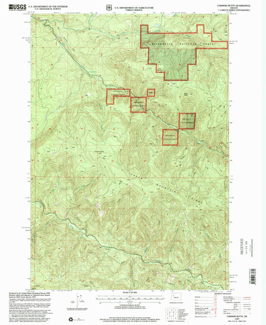 Classic USGS Farmers Butte Oregon 7.5'x7.5' Topo Map Image