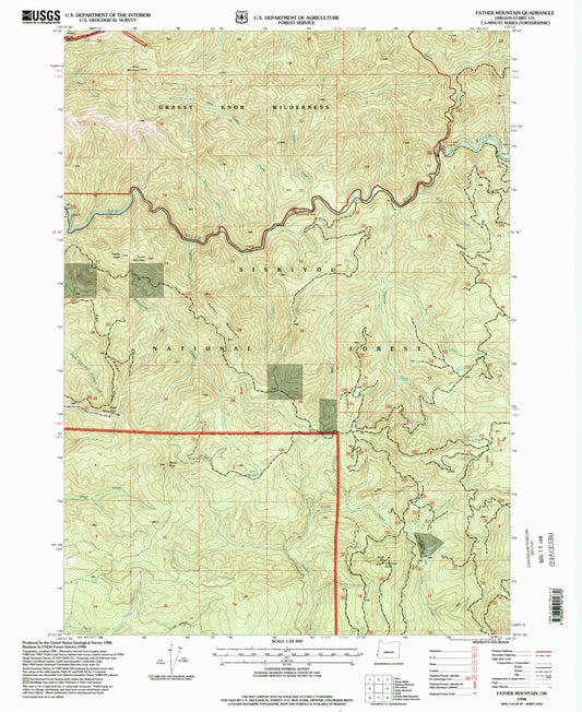Classic USGS Father Mountain Oregon 7.5'x7.5' Topo Map Image