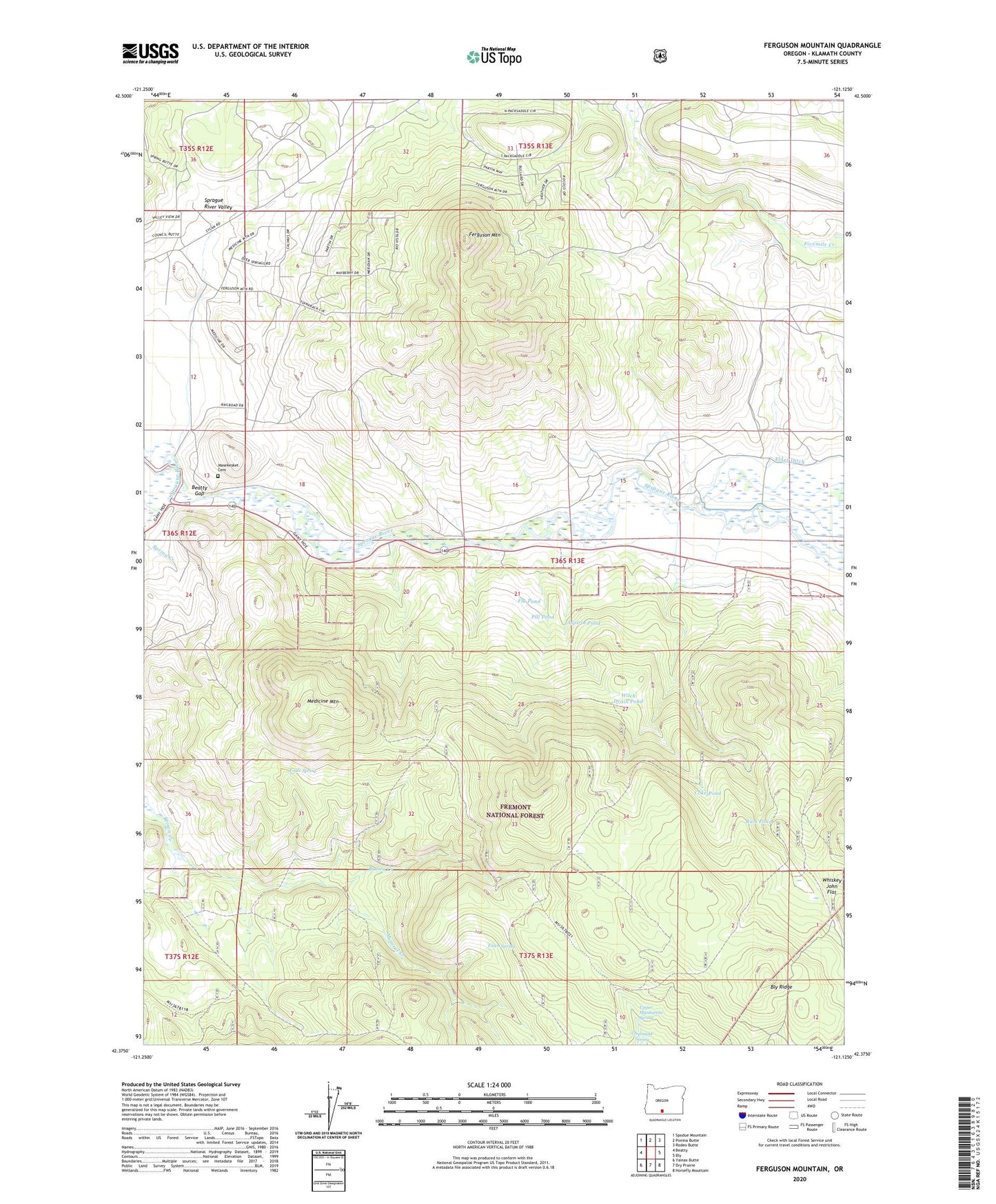 Ferguson Mountain Oregon US Topo Map Image