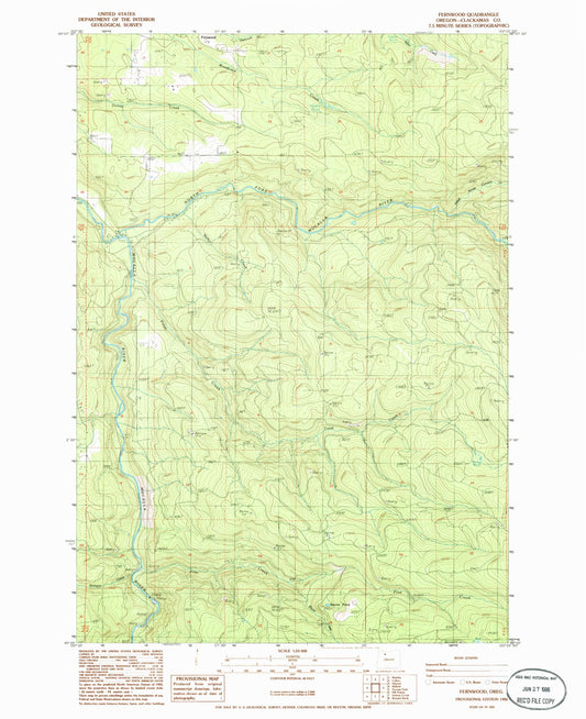 Classic USGS Fernwood Oregon 7.5'x7.5' Topo Map Image
