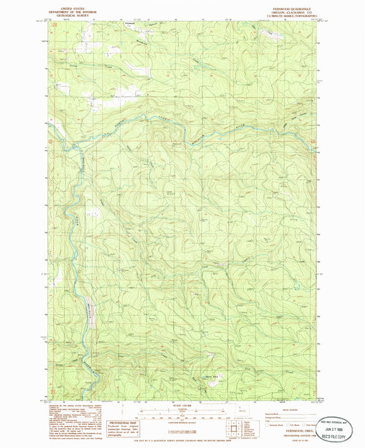 Classic USGS Fernwood Oregon 7.5'x7.5' Topo Map Image