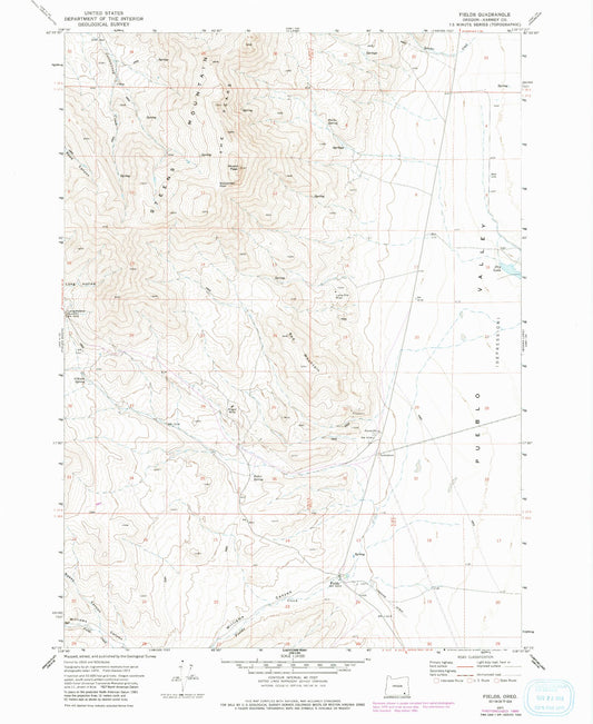 Classic USGS Fields Oregon 7.5'x7.5' Topo Map Image