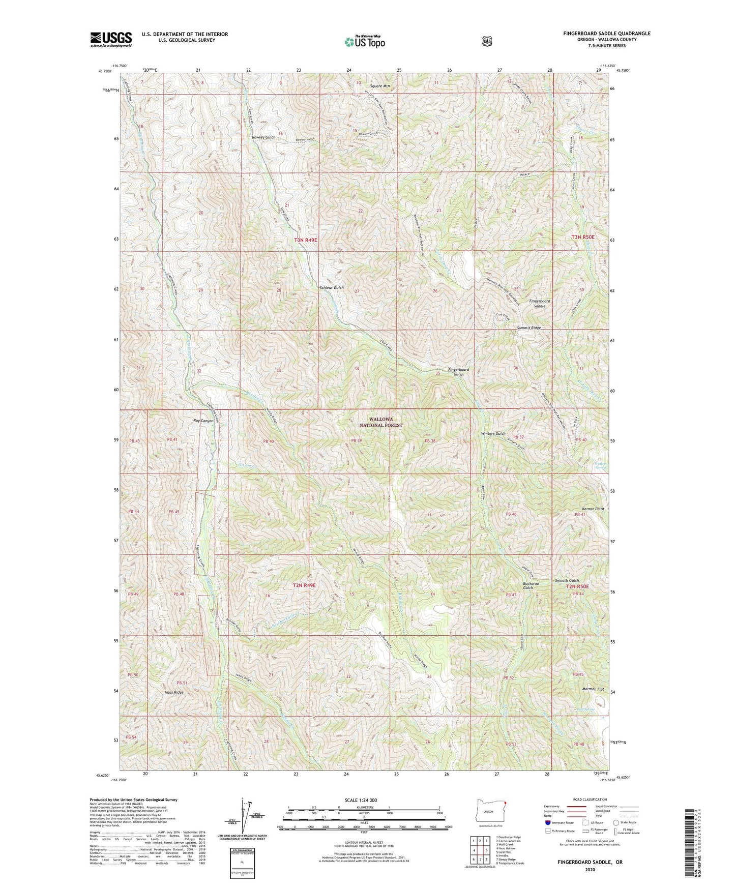 Fingerboard Saddle Oregon US Topo Map Image