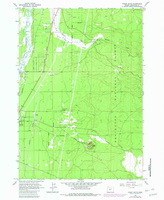 Classic USGS Finley Butte Oregon 7.5'x7.5' Topo Map Image