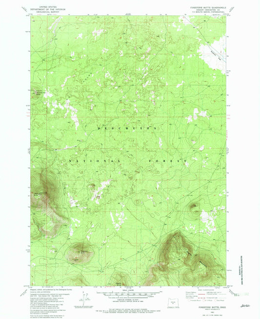 Classic USGS Firestone Butte Oregon 7.5'x7.5' Topo Map Image