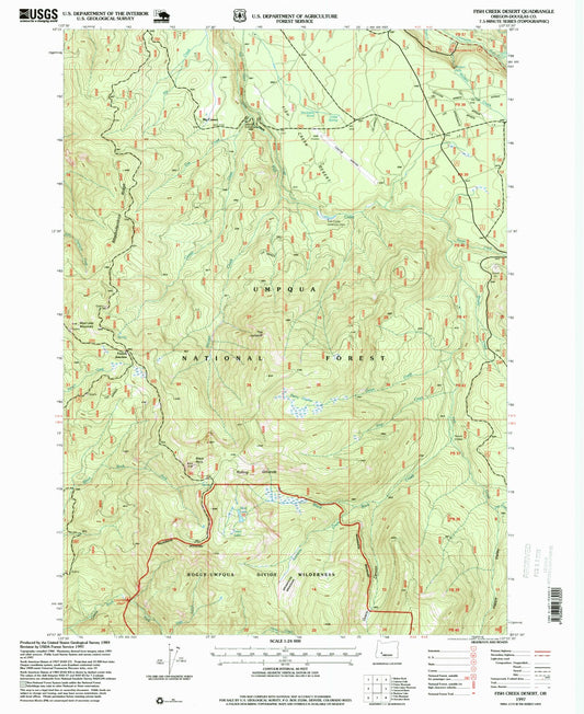 Classic USGS Fish Creek Desert Oregon 7.5'x7.5' Topo Map Image