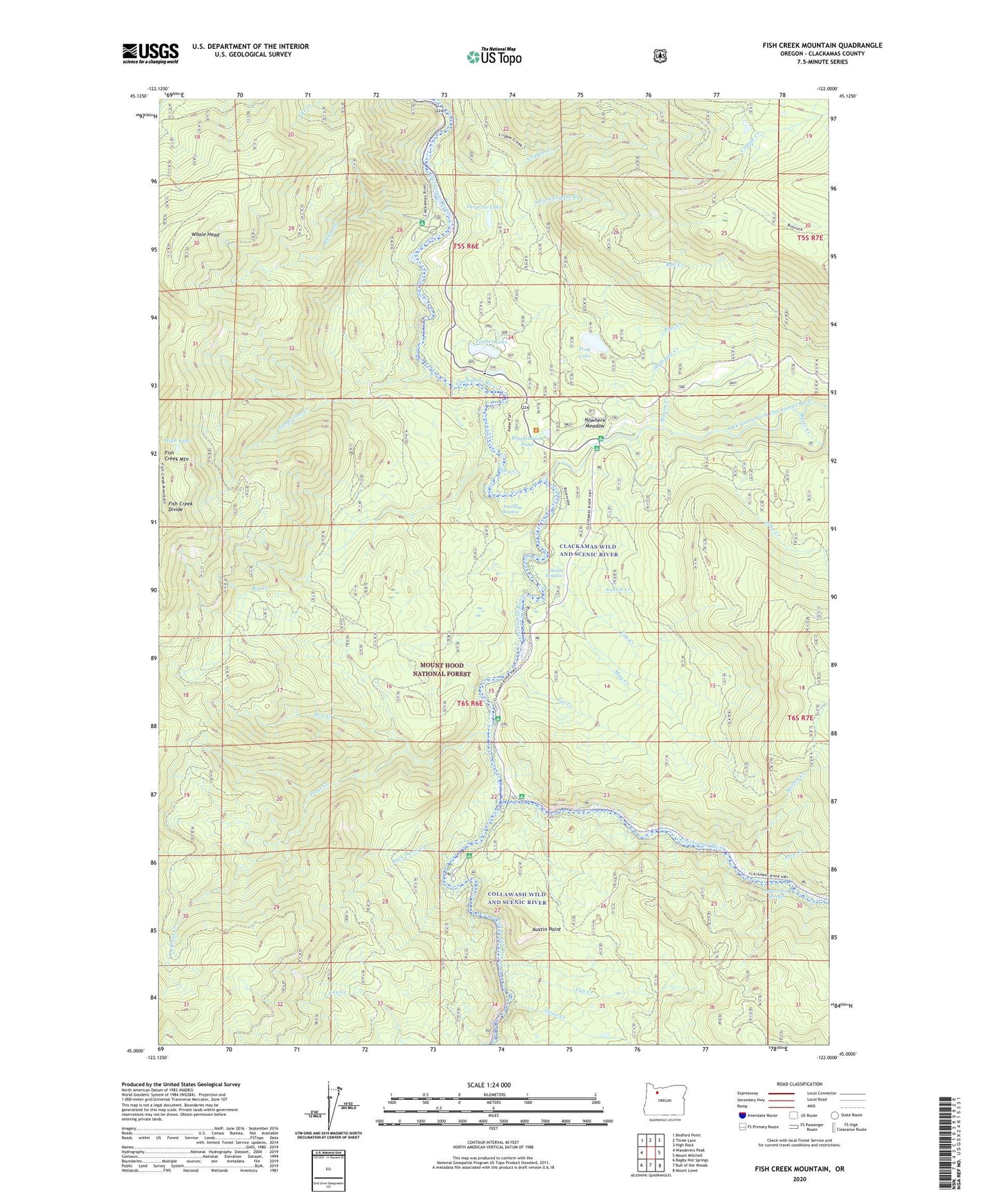 Fish Creek Mountain Oregon US Topo Map Image
