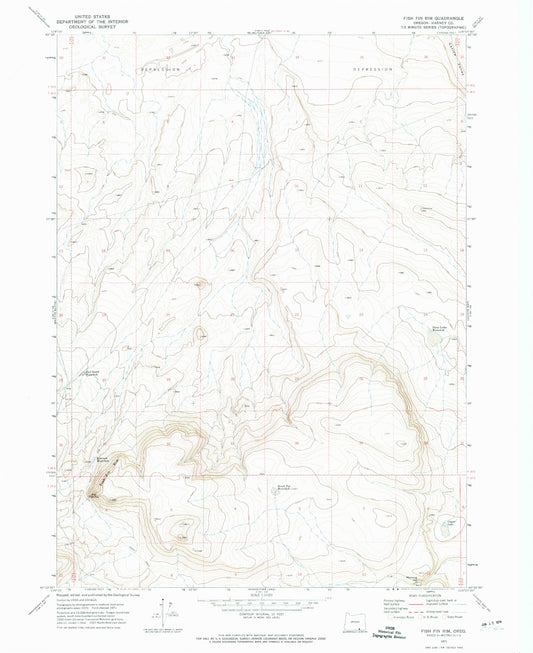 Classic USGS Fish Fin Rim Oregon 7.5'x7.5' Topo Map Image