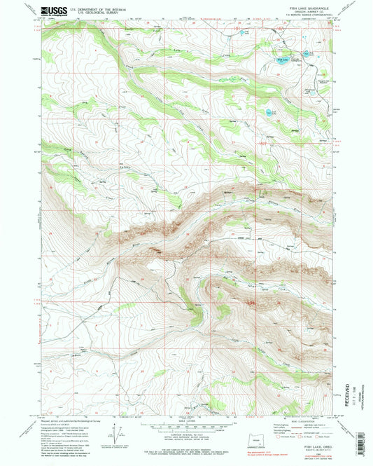 Classic USGS Fish Lake Oregon 7.5'x7.5' Topo Map Image