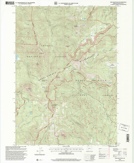 Classic USGS Fish Mountain Oregon 7.5'x7.5' Topo Map Image