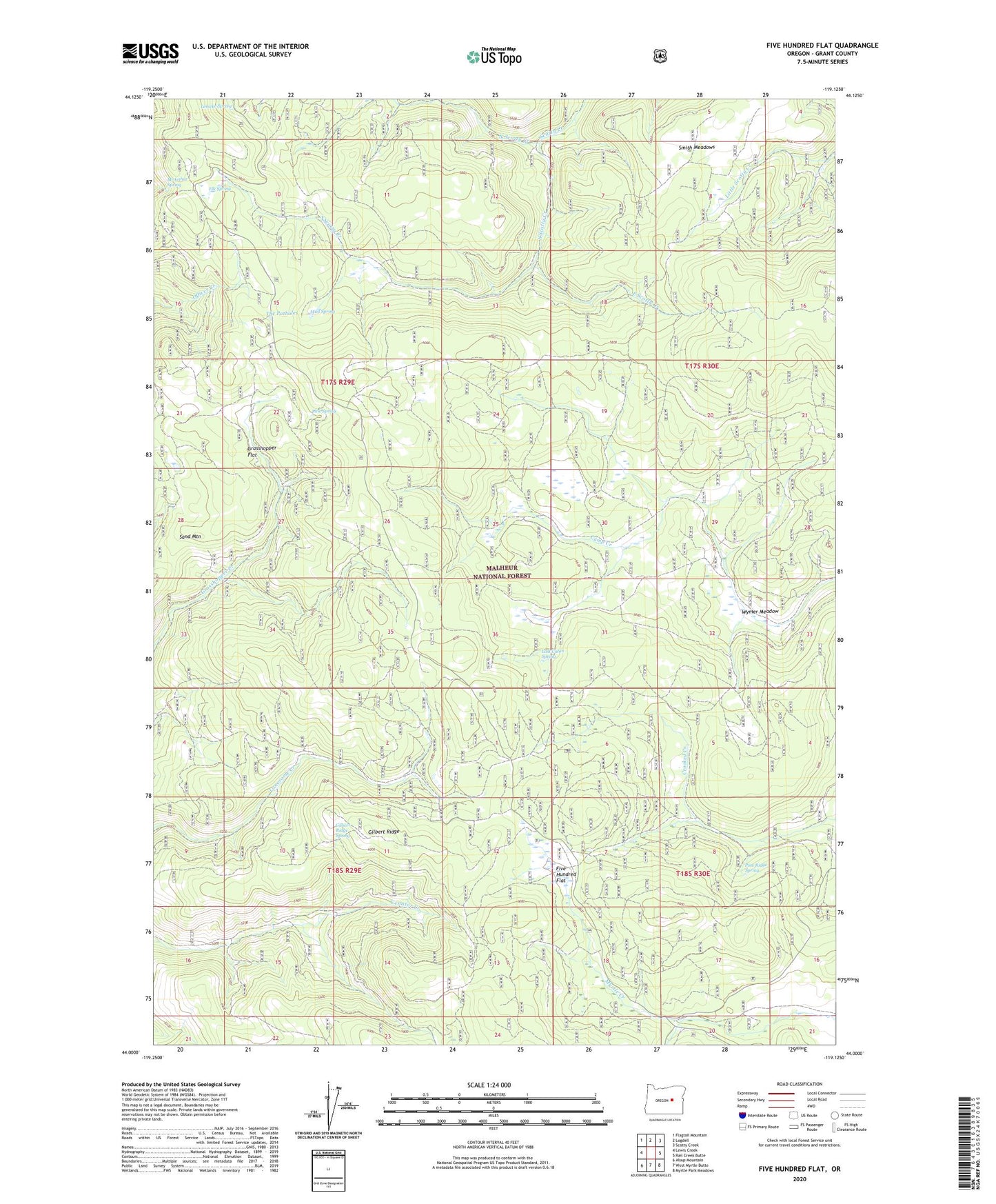 Five Hundred Flat Oregon US Topo Map Image