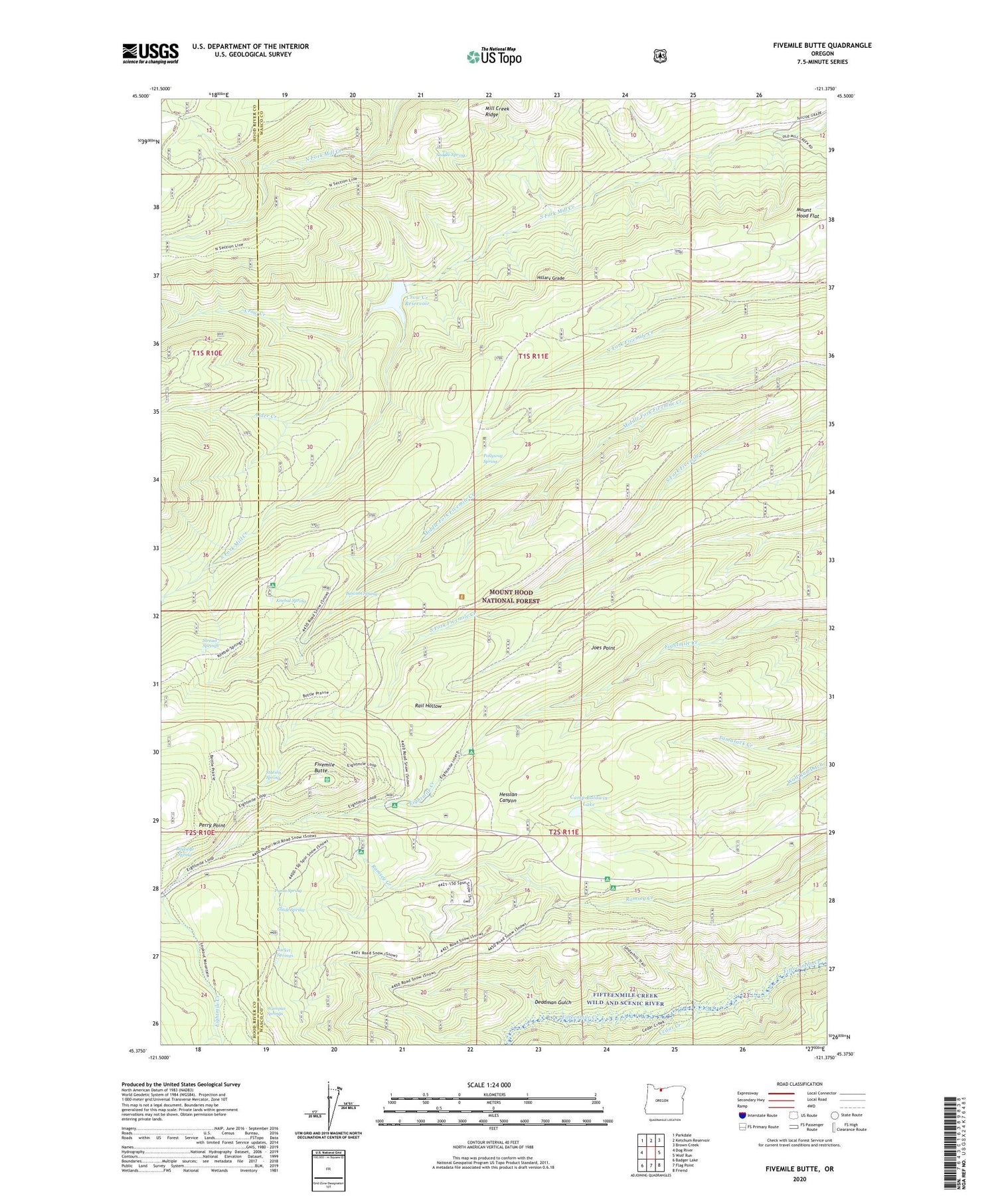 Fivemile Butte Oregon US Topo Map Image