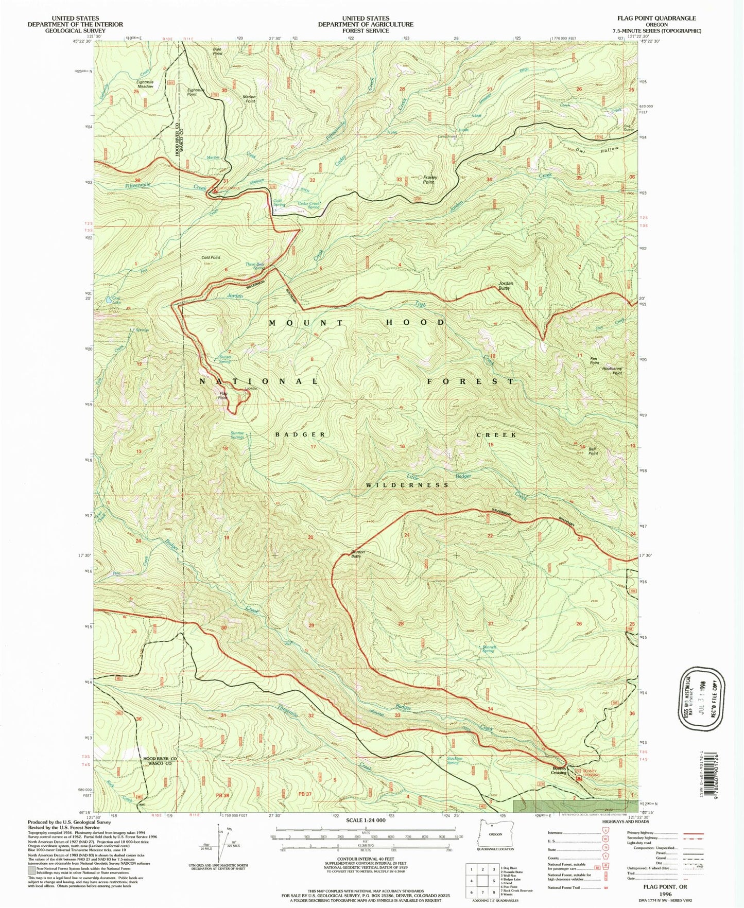 Classic USGS Flag Point Oregon 7.5'x7.5' Topo Map Image