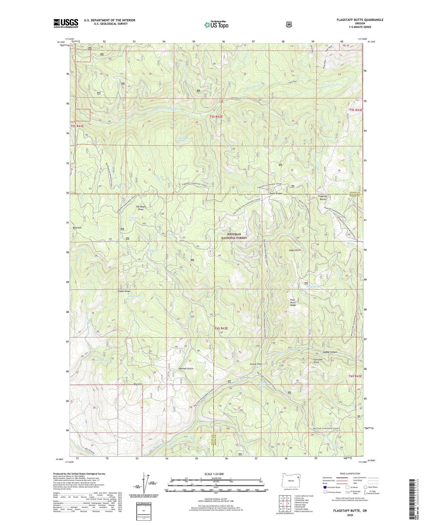 Flagstaff Butte Oregon US Topo Map Image