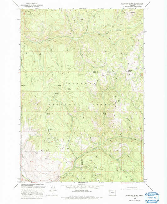 Classic USGS Flagstaff Butte Oregon 7.5'x7.5' Topo Map Image
