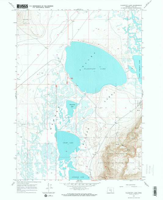 Classic USGS Flagstaff Lake Oregon 7.5'x7.5' Topo Map Image