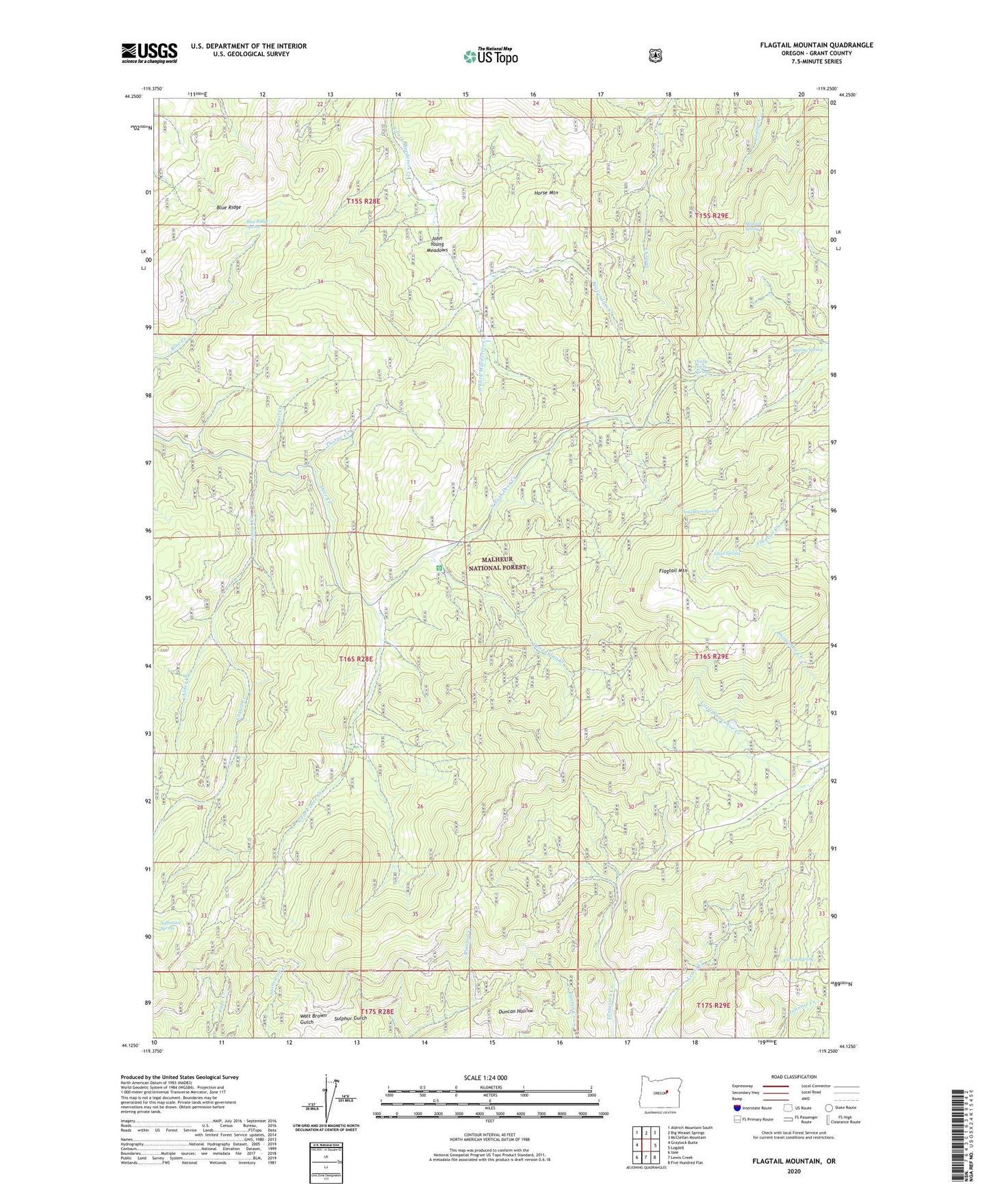 Flagtail Mountain Oregon US Topo Map Image