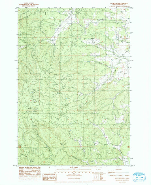 Classic USGS Flat Mountain Oregon 7.5'x7.5' Topo Map Image