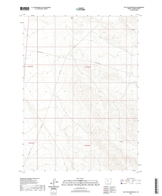 Flat Top Mountain SE Oregon US Topo Map Image