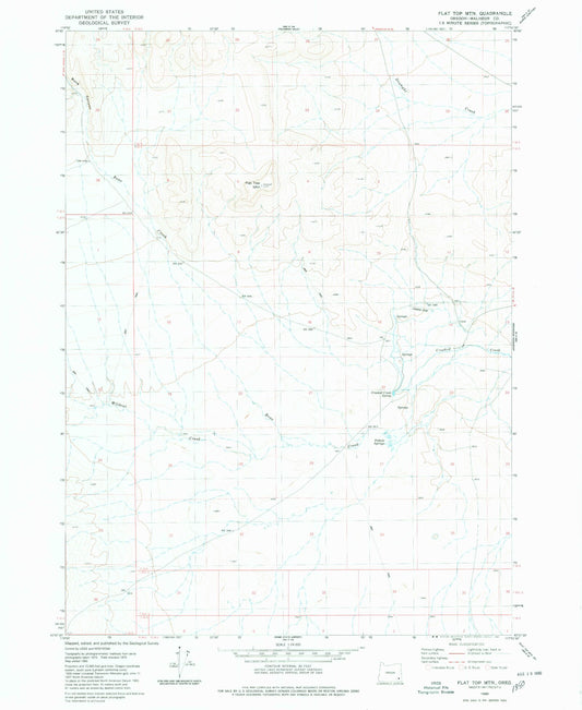 Classic USGS Flat Top Mountain Oregon 7.5'x7.5' Topo Map Image