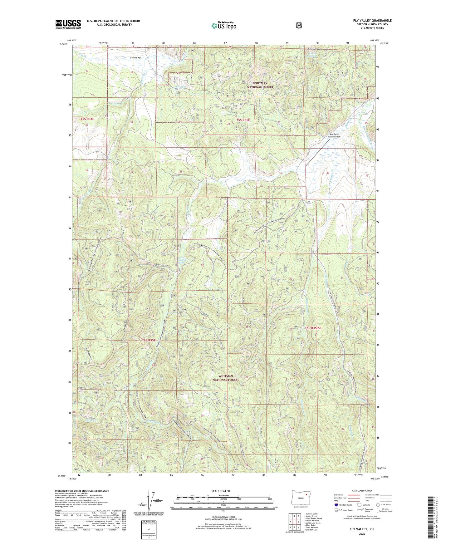 Fly Valley Oregon US Topo Map Image
