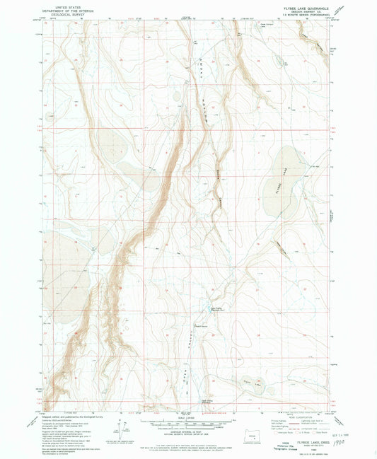 Classic USGS Flybee Lake Oregon 7.5'x7.5' Topo Map Image
