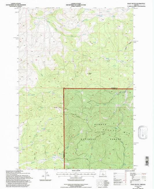 Classic USGS Foley Butte Oregon 7.5'x7.5' Topo Map Image