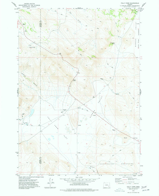 Classic USGS Folly Farm Oregon 7.5'x7.5' Topo Map Image