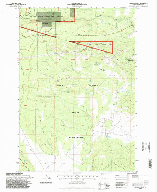 Classic USGS Foreman Point Oregon 7.5'x7.5' Topo Map Image
