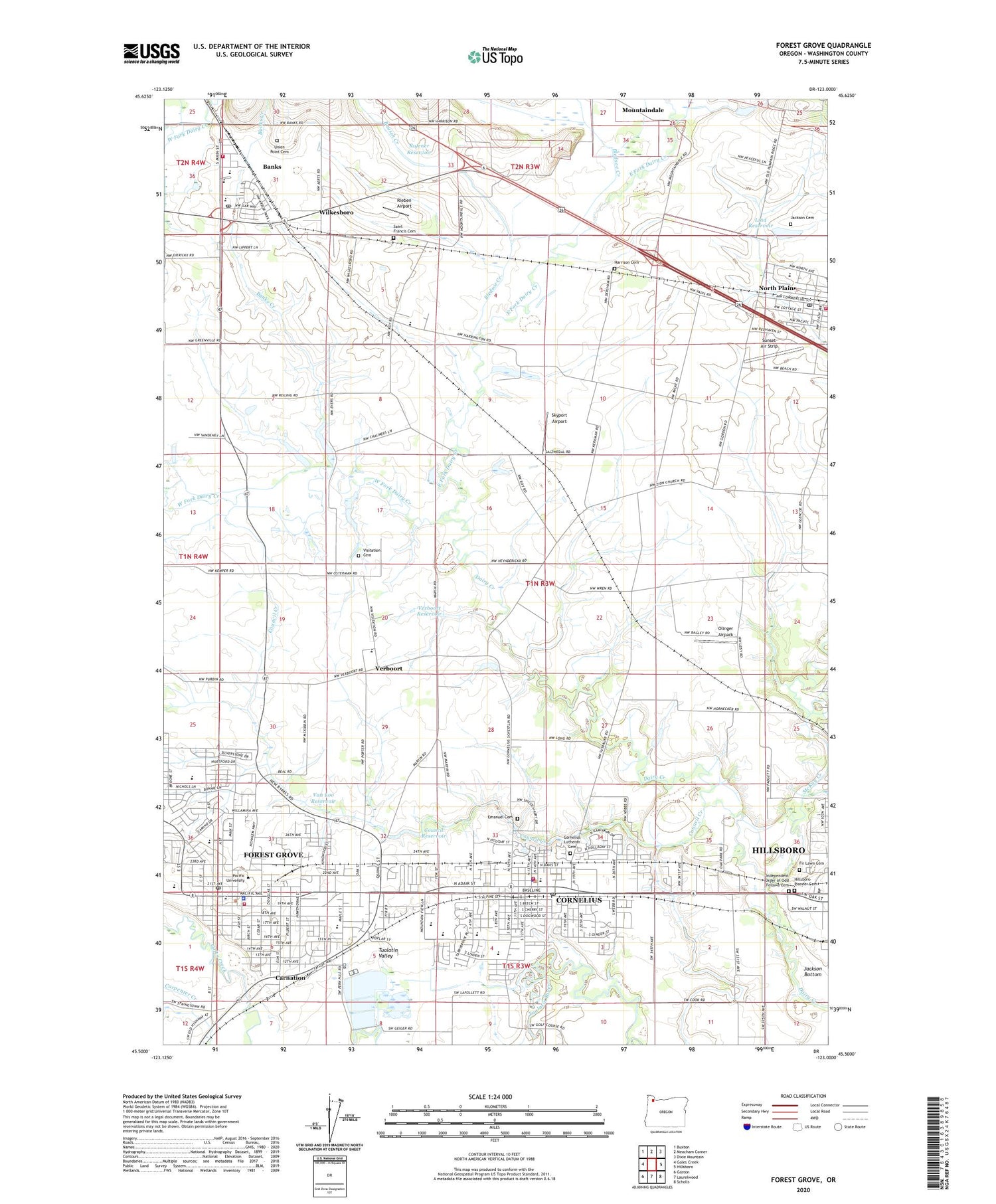 US Topo Map of Forest Grove, Oregon