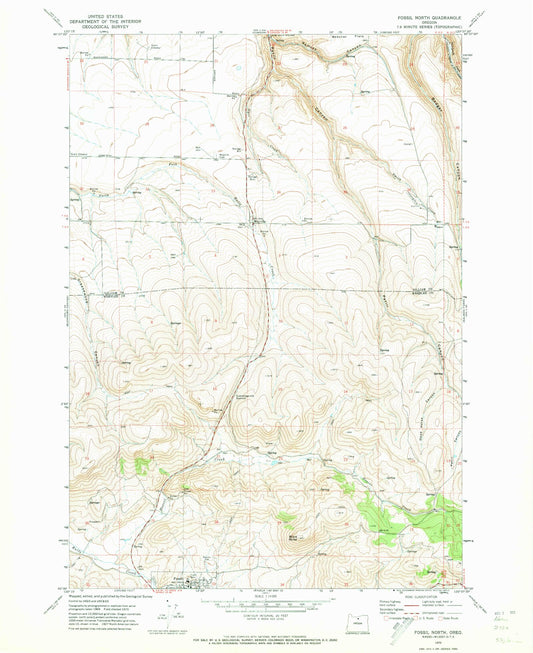 Classic USGS Fossil North Oregon 7.5'x7.5' Topo Map Image