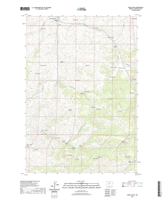 Fossil South Oregon US Topo Map Image