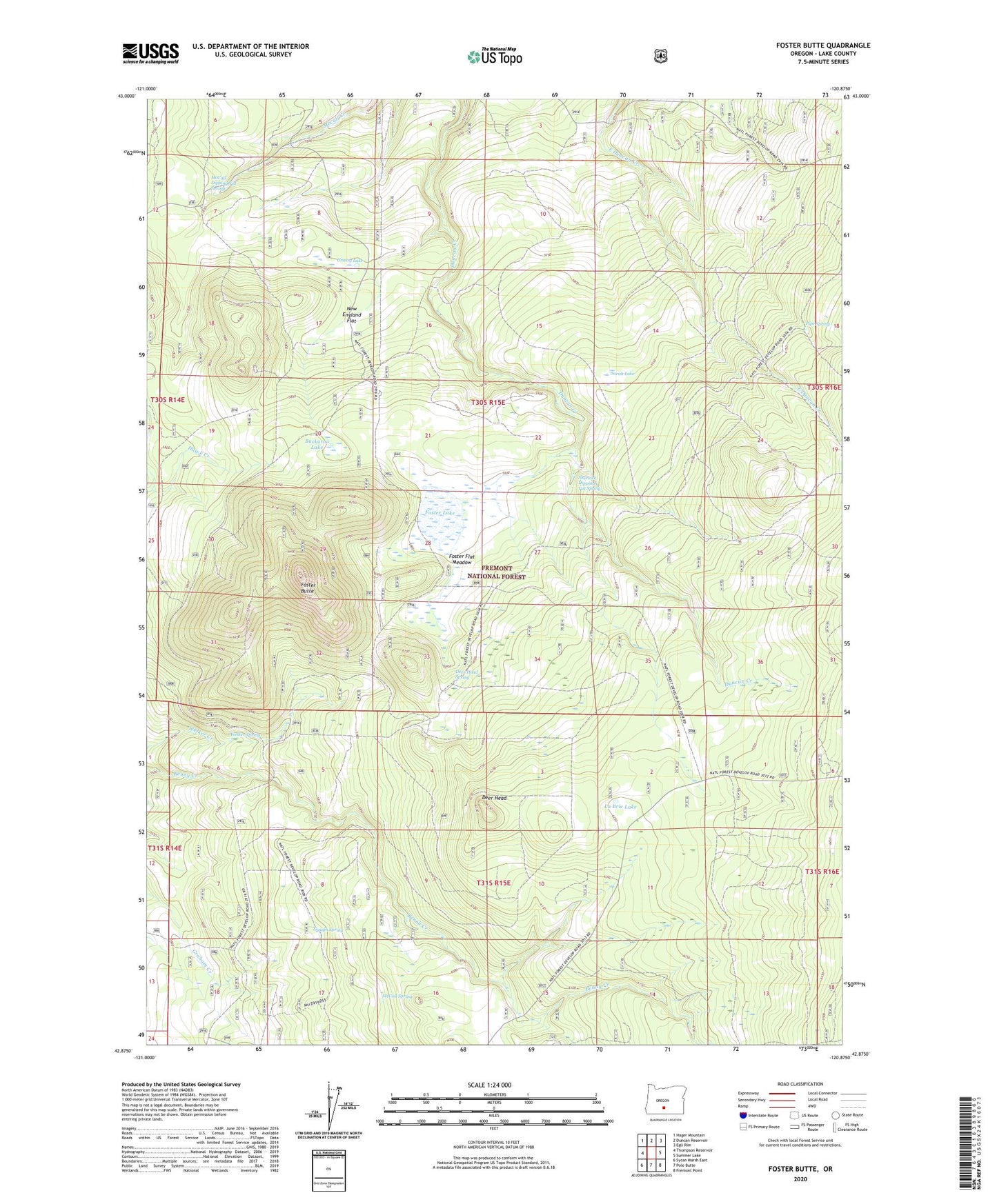 Foster Butte Oregon US Topo Map Image