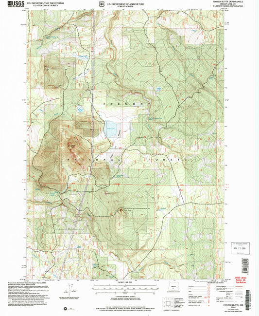 Classic USGS Foster Butte Oregon 7.5'x7.5' Topo Map Image