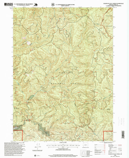 Classic USGS Fourth of July Creek Oregon 7.5'x7.5' Topo Map Image