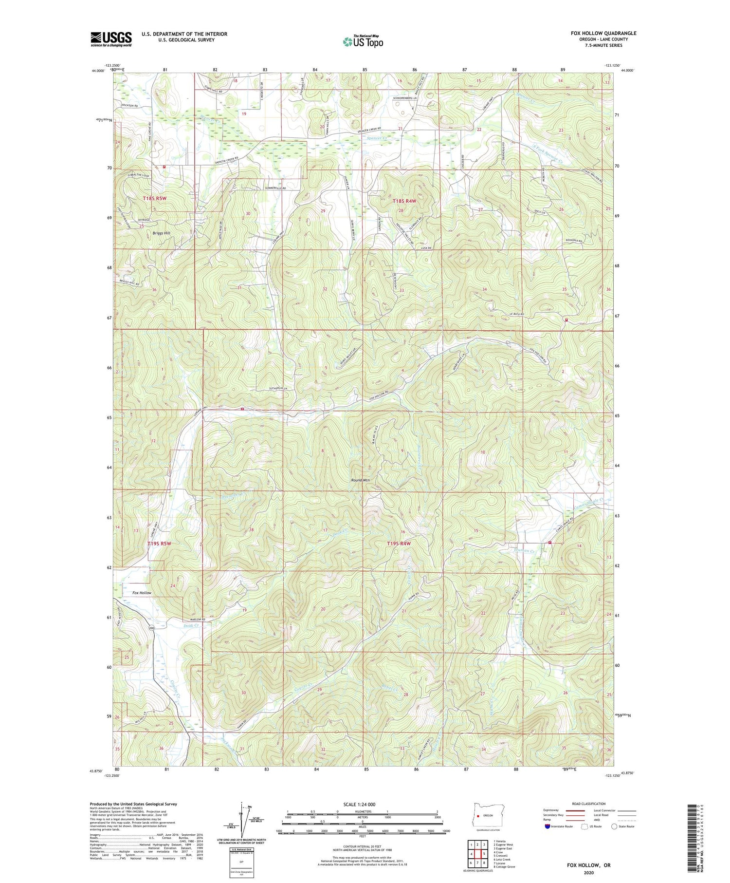 Fox Hollow Oregon US Topo Map Image