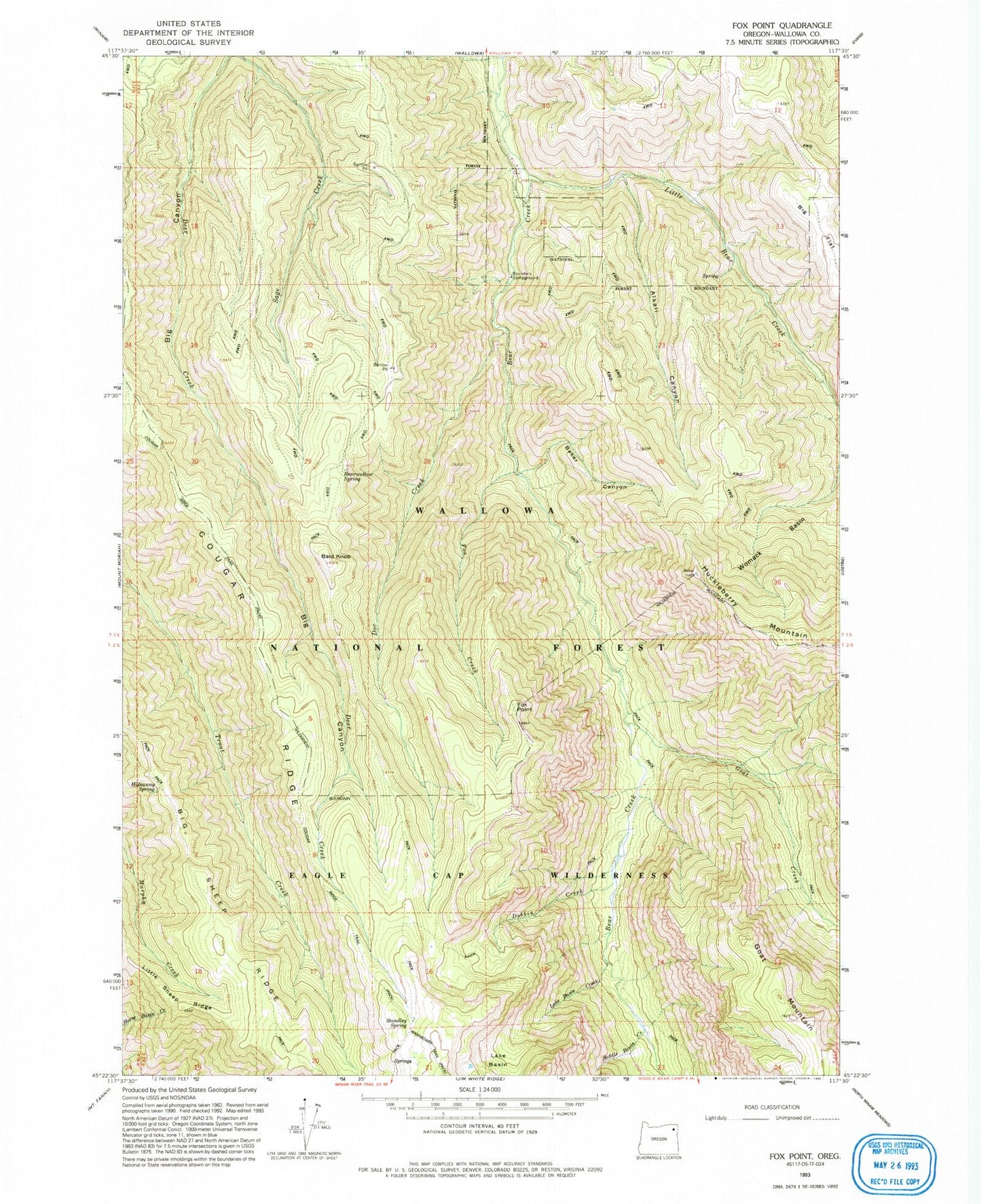 Classic USGS Fox Point Oregon 7.5'x7.5' Topo Map Image