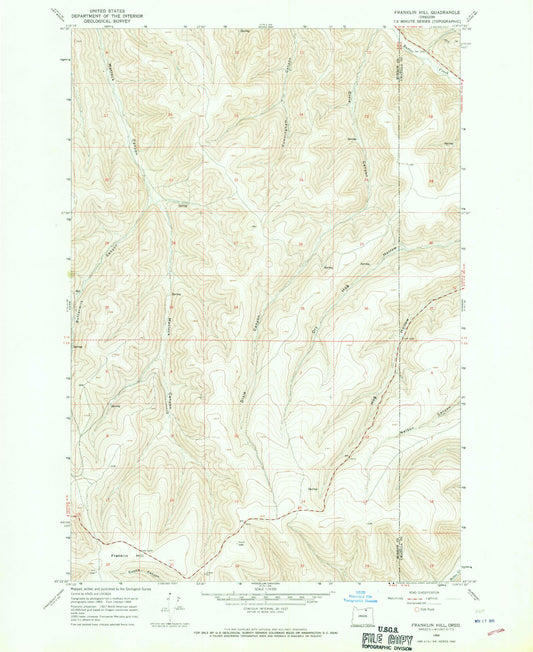 Classic USGS Franklin Hill Oregon 7.5'x7.5' Topo Map Image