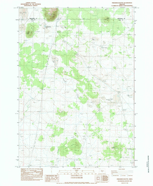 Classic USGS Frederick Butte Oregon 7.5'x7.5' Topo Map Image