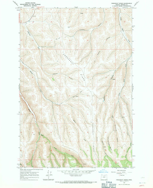 Classic USGS Freezeout Ridge Oregon 7.5'x7.5' Topo Map Image